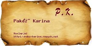 Pakó Karina névjegykártya
